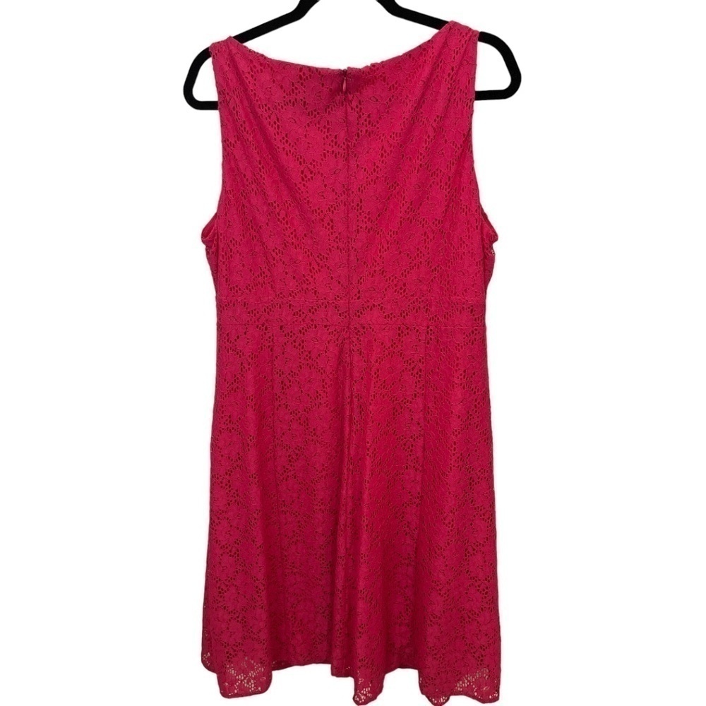 Chaps Pink Fit & Flare Floral Lace Sleeveless Back Zip Barbiecore Dress Size 16 - Picture 4 of 4